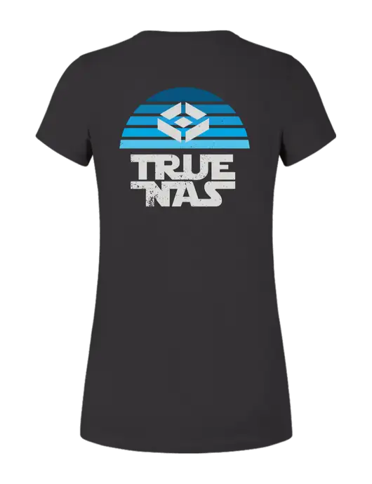 Womens Ring Spun Charcoal 4.5 oz T-Shirt w/Star Wars Inspired Logo, TrueNAS Logo