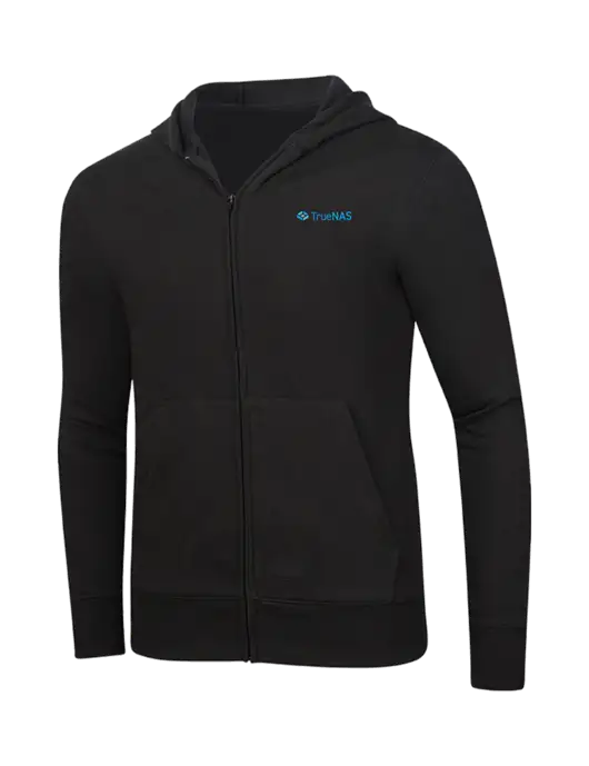 Full-Zip Black Hooded Sweatshirt w/TrueNAS Logo